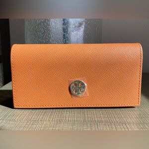 Tory Burch Orange Terra Cotta Sunglasses Eyeglasses Leather Case NEW